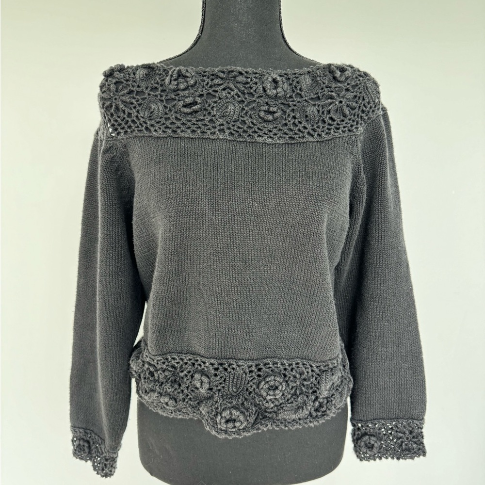 Grey Sweater with Flower Details